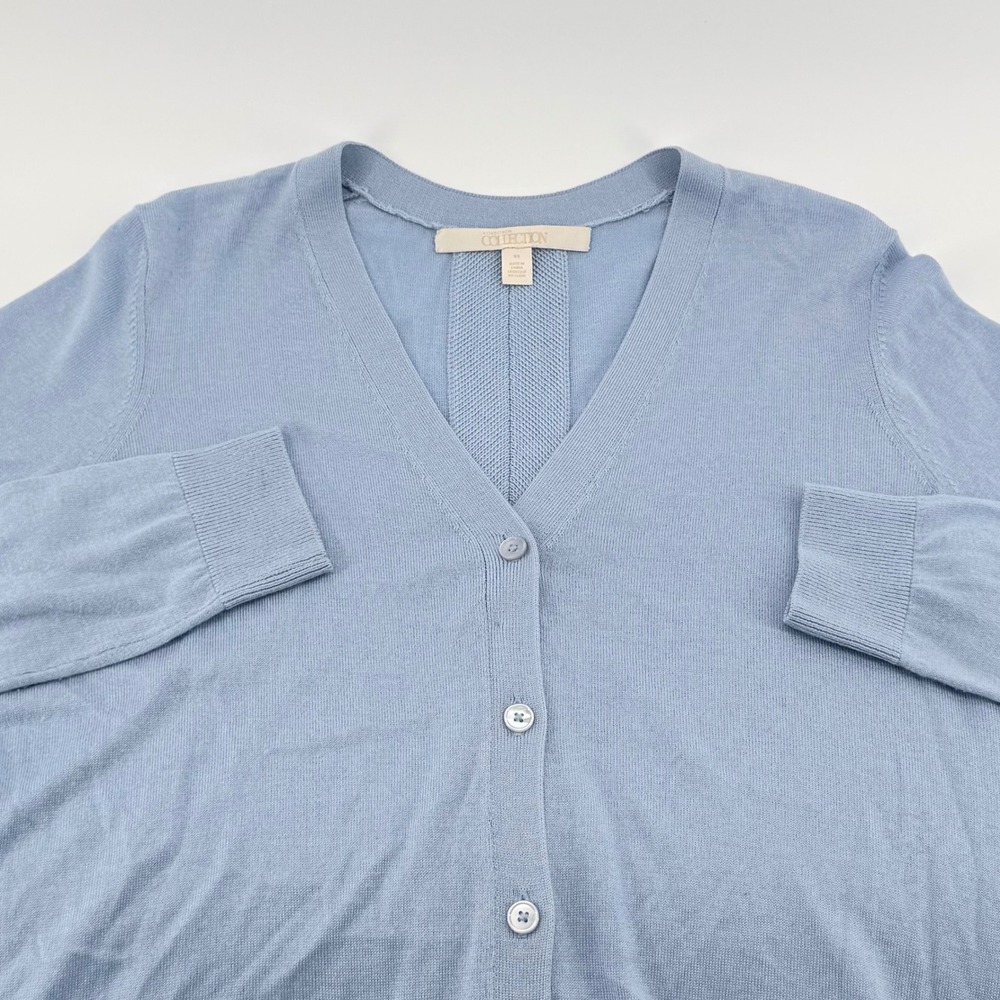 Nordstrom Collection Light Blue Longline‎ Button Cardigan Sweater XS Pastel